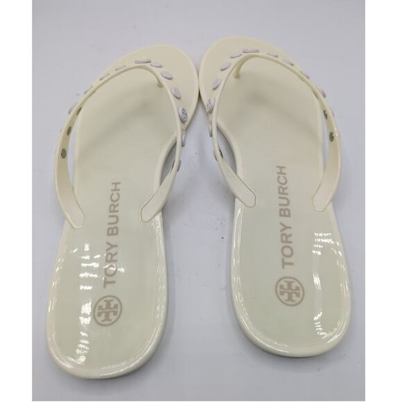 Tory Burch Jelly Studded Thongs New Ivory Color White Studs NWOT 9M - Picture 4 of 11
